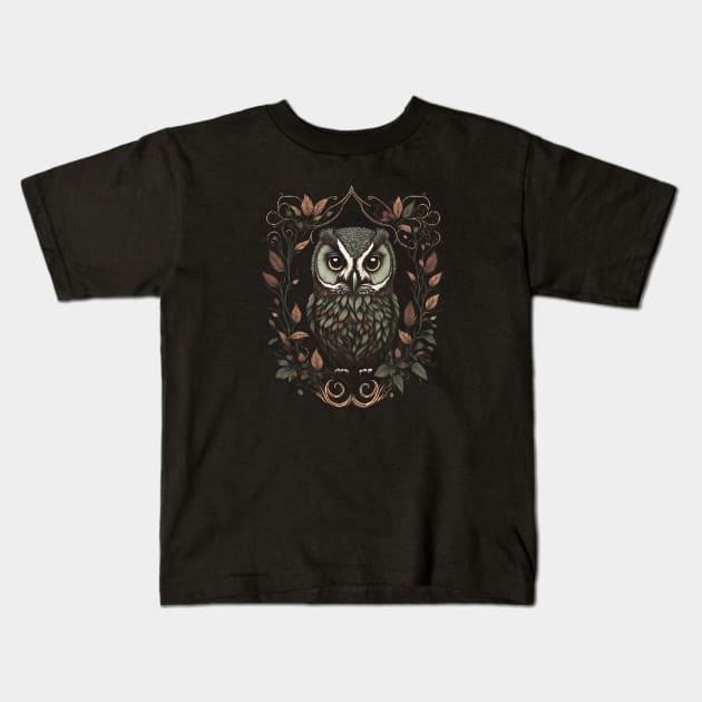 green owl Kids T-Shirt by ElArrogante